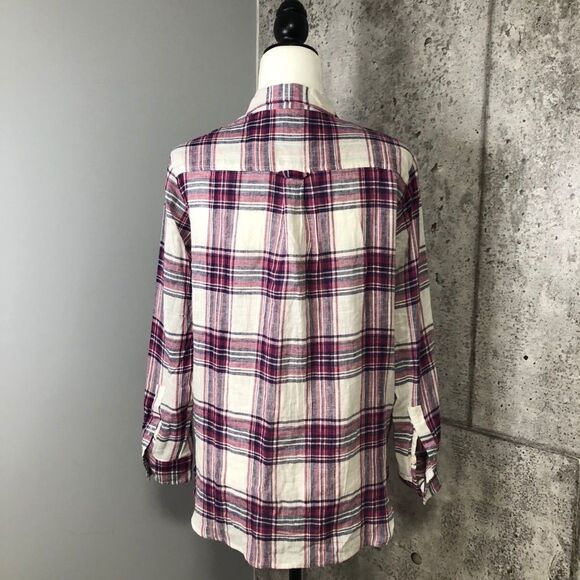 𝅺roots Plaid Linen Blend Long Sleeve - Picture 3 of 11